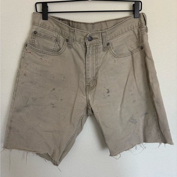 Men’s Levi's grunge Tan Jean Cut Off Shorts Mid-Length Distressed - Picture 1 of 6
